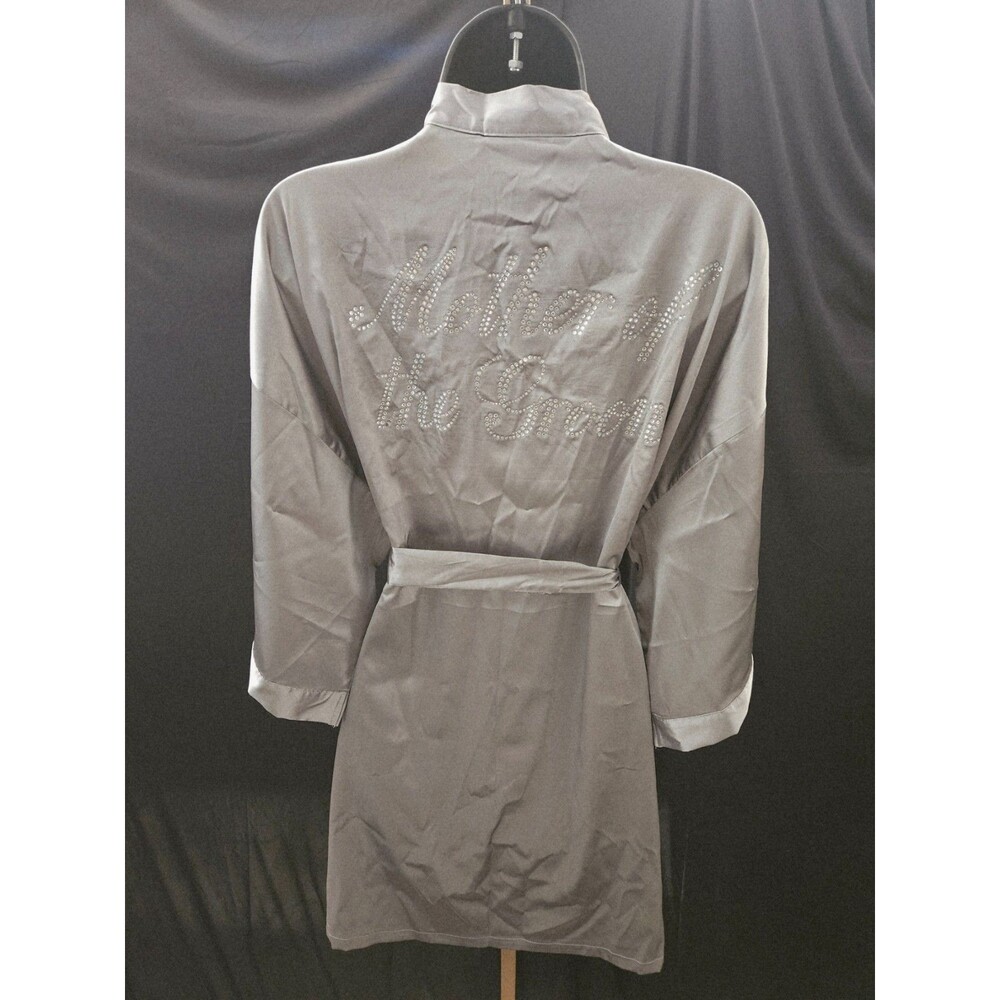 TURQUAZ LG GRAY SATIN/ RHINESTONE MOTHER OF THE GROOM ROBE & BRIDE TRIBE CUP NWT